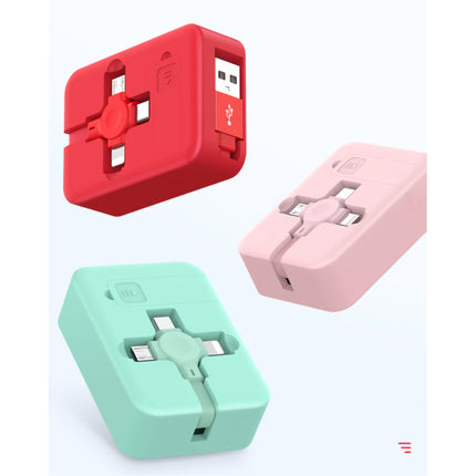 3 in 1 Intrekbare Oplaadkabel - iPhone Lightning / USB-C / Micro-USB - 1 Meter Oplader Data Kabel Groen