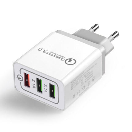Qualcomm Quick Charge 3.0 Triple (3x) USB Port iPhone/Android Muur Oplader Wallcharger Grijs