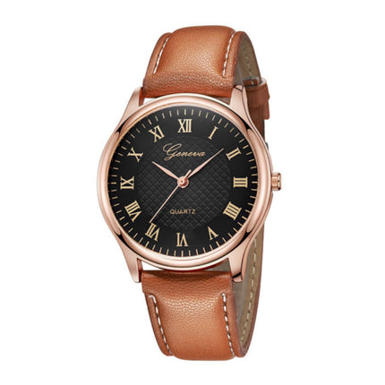 Klassiek Horloge voor Heren - Kwarts Uurwerk Leren Bandje Oranje