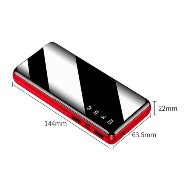 80.000mAh Powerbank met 4 Poorten - Ingebouwde Zaklamp - Externe Noodaccu Batterij Oplader Charger Rood