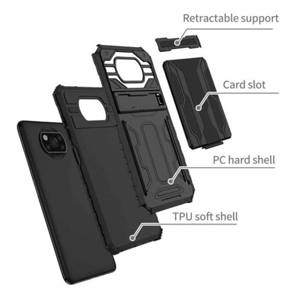 Xiaomi Poco M3 - Armor Card Slot Hoesje met Kickstand - Wallet Cover Case Roze