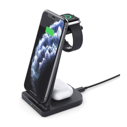 3 in 1 Opvouwbaar Oplaadstation voor Apple iPhone / iWatch / AirPods -  Charging Dock 10W Wireless Pad Wit