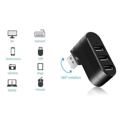 3 in 1 USB 2.0 Hub - Roterende Splitter Data Overdracht Oplader - Wit