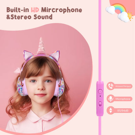 Eenhoorn Koptelefoon Kids - Unicorn Headset Headphones voor Kinderen Meisjes - Roze