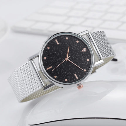 Horloge Kwarts Dames - Luxe Anoloog Uurwerk voor Vrouwen Zilver-Zwart
