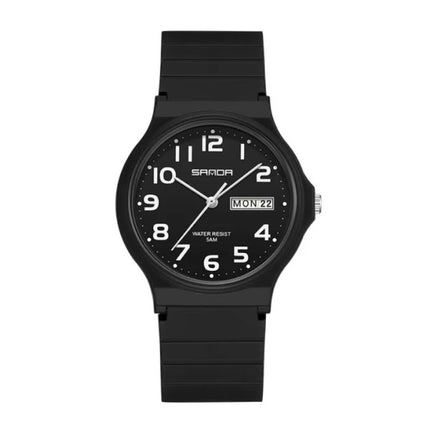 9072 Siliconen Horloge - Kwarts Polshorloge TPU Bandje 5 ATM Waterdicht - Zwart