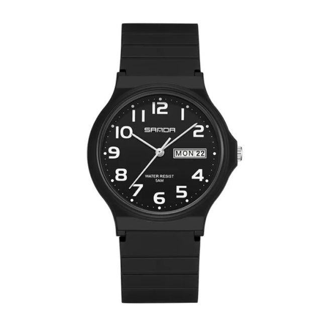 9072 Siliconen Horloge - Kwarts Polshorloge TPU Bandje 5 ATM Waterdicht - Zwart