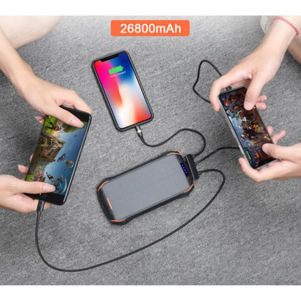 Solar Powerbank met 3 Poorten 26.800mAh - Ingebouwde Zaklamp - Externe Noodaccu Batterij Oplader Charger Zon Blauw