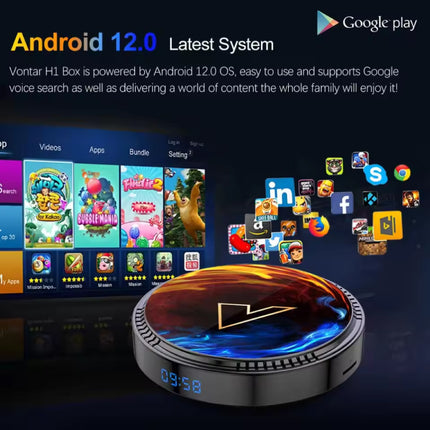 H1 TV Box Mediaspeler - Android 12.0 Kodi 8K - 4GB RAM - 32GB Opslagruimte