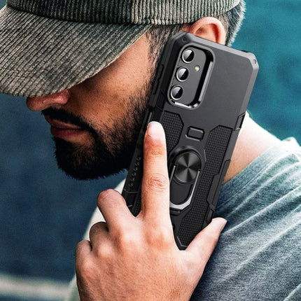 Samsung Galaxy A14 Hoesje + Kickstand Magneet - Shockproof Cover met Popgrip Zwart