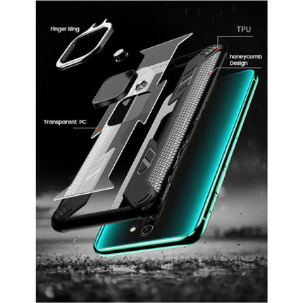 Xiaomi Mi 8 Lite Hoesje  - Magnetisch Shockproof Case Cover Cas TPU Blauw + Kickstand