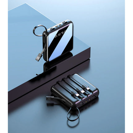 Universele 10.000mAh Mini Powerbank - 4 Types Oplaadkabel - 2x USB LED Display Noodaccu Batterij Oplader Charger Rood