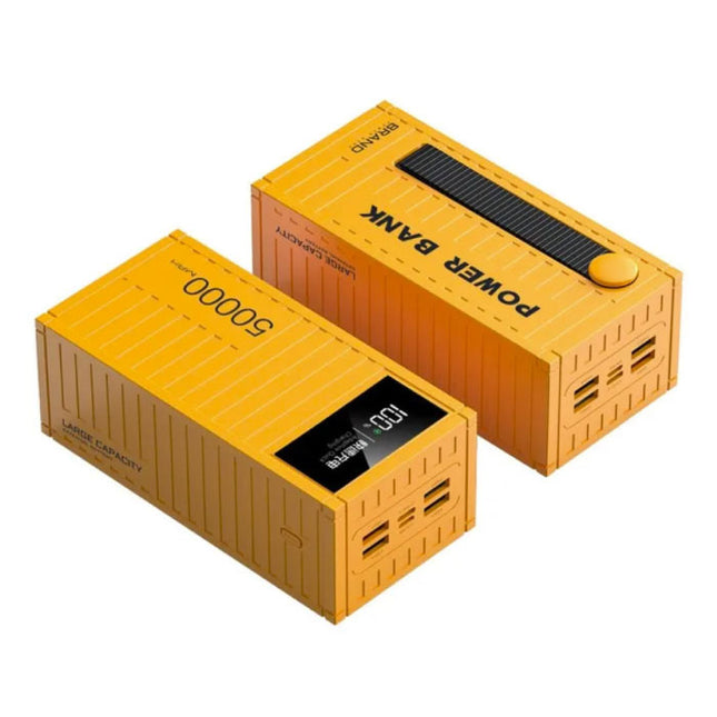 50.000mAh Powerbank met 4 Oplaadpoorten - LED Display - 66W Batterij Oplader Geel