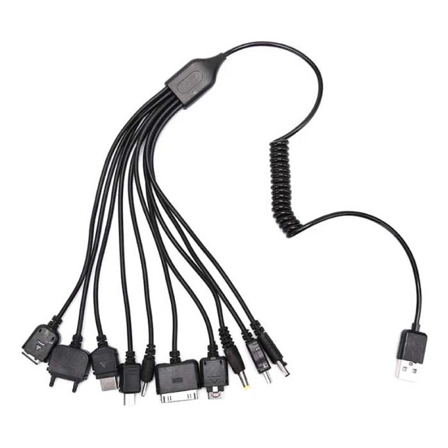 10 in 1 Multifunctionele USB Kabel - Oplader Oplaadkabel Data Adapter Universeel Zwart