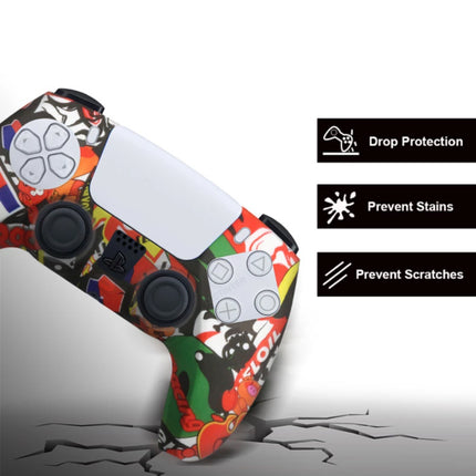 Antislip Hoes / Skin voor PlayStation 5 Controller met Joystick Caps - Rubber Grip Cover PS5 - Geel Camo