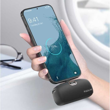 5000mAh Mini Powerbank voor iPhone Lightning - QC / PD Externe Noodaccu Batterij Oplader Wit