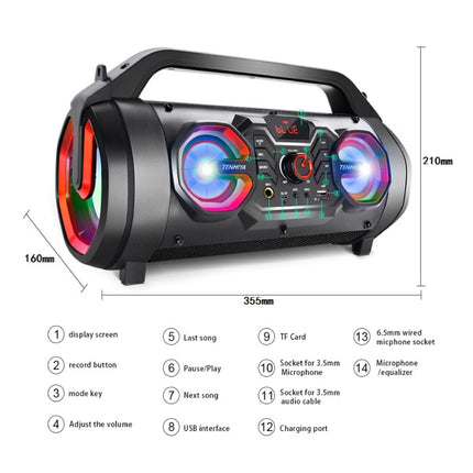 T16 Draadloze Speaker met RGB - 30W Luidspreker Wireless Bluetooth 5.0 Soundbar Box Goud