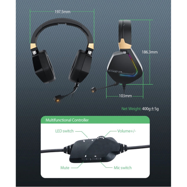 BW-GH2 AUX Gaming Headset - Voor PS3/PS4/XBOX/PC 7.1 Surround Sound - Headphones Koptelefoon  met Microfoon