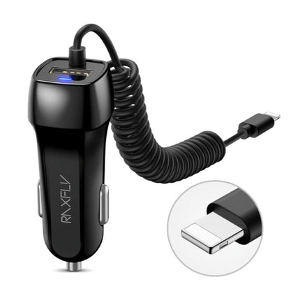 Lightning USB Autolader/Carcharger voor iPhone met 2.4A Fast Charging - Zwart