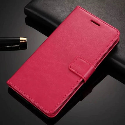 Xiaomi Redmi Note 7 Leren Flip Case Portefeuille - PU Leer Wallet Cover Cas Hoesje Rood