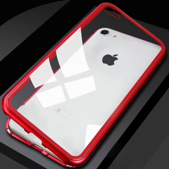 iPhone 6S Plus Magnetisch 360° Hoesje met Tempered Glass - Full Body Cover Hoesje + Screenprotector Rood
