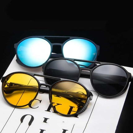 Klassieke Punk Zonnebril voor Heren - Designer Vintage Bril UV400 Eyewear Zwart