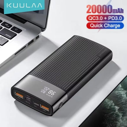 Powerbank 20.000mAh - QC/PD 3.0 met 3 Oplaadpoorten - Noodaccu Batterij Oplader - Wit