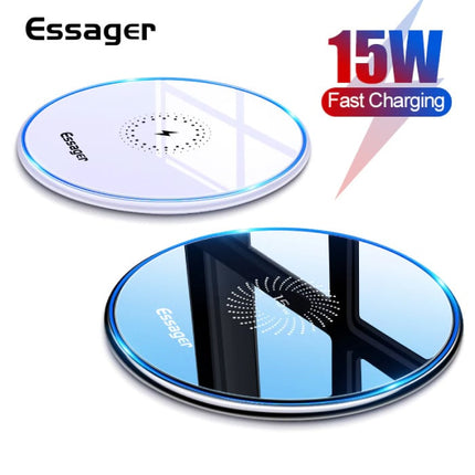 15W Qi Universele Draadloze Oplader - 2A Snelladen Wireless Charging Pad Zwart