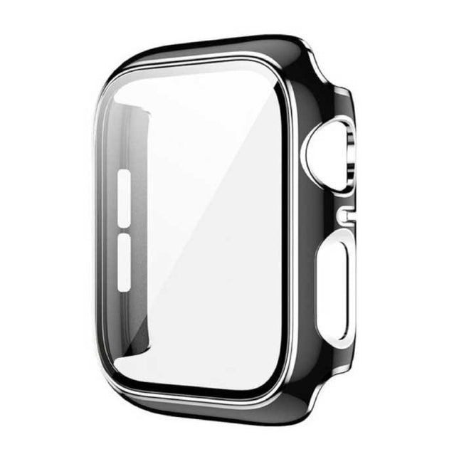 Plated Hoesje voor iWatch Series 45mm - Hard Bumper Case Cover Zilver Zwart