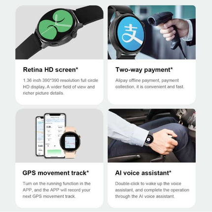 Smartwatch Fitness Sport Activity Tracker Horloge - NFC / ECG / GPS / IP68 - Silicoon Bandje Zwart