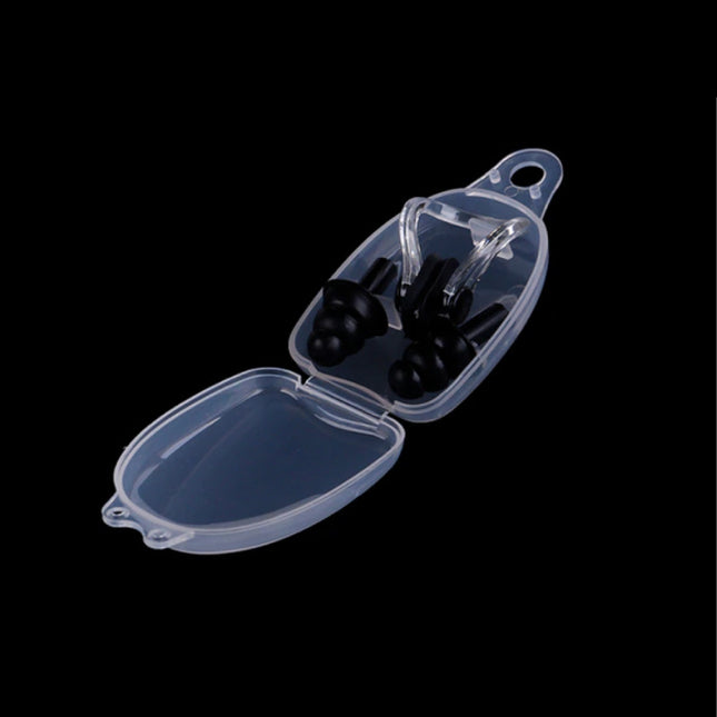 Siliconen Oorplugs met Neusklem / Neus Clip - Oordopjes Earplugs voor Zwemmen Neusknijper - Zwart