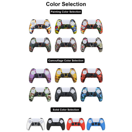 Antislip Hoes / Skin voor PlayStation 5 Controller met Joystick Caps - Rubber Grip Cover PS5 - Blauw Camo