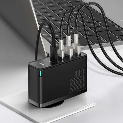 100W Stekkerlader - Quad Port PD / Quick Charge 3.0 - GaN Power Delivery USB Fast Charge - Oplader Muur Wallcharger AC Thuislader Adapter Zwart