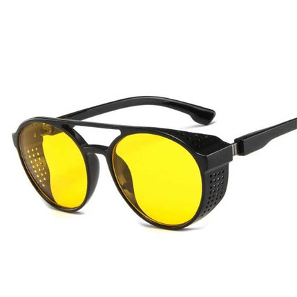 Klassieke Punk Zonnebril voor Heren - Designer Vintage Bril UV400 Eyewear Zwart
