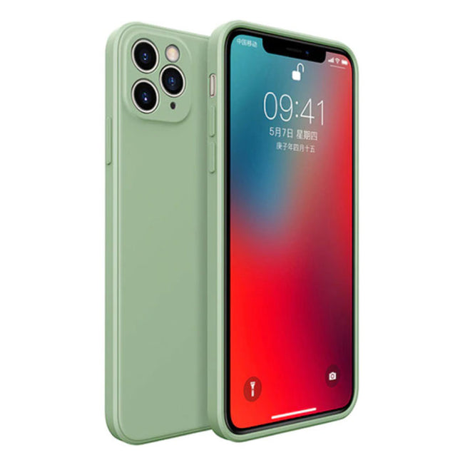 iPhone 7 Square Silicone Hoesje - Zachte Matte Case Liquid Cover Groen