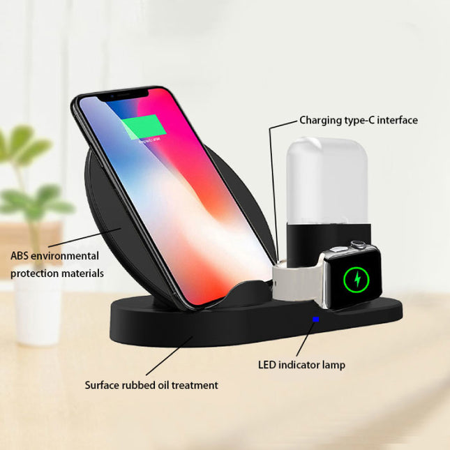 3 in 1 Draadloze Oplader voor Apple iPhone / iWatch / AirPods -  Oplaadstation Charging Dock 18W Wireless Pad Zwart