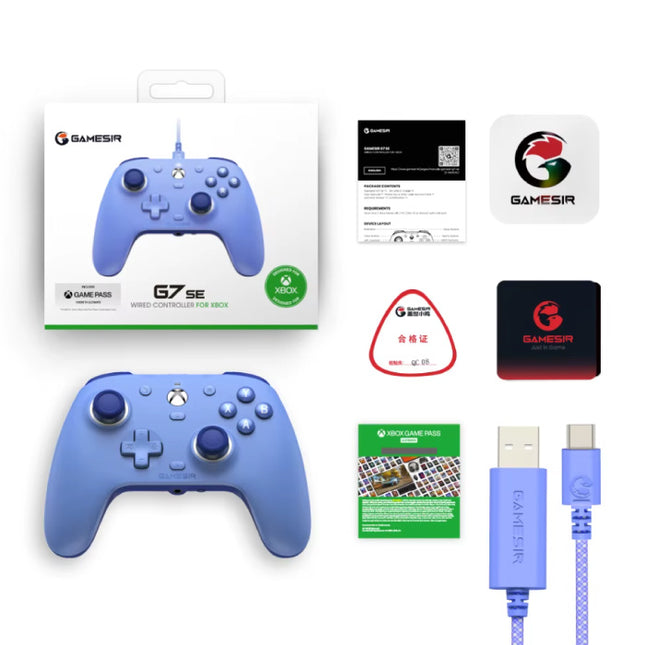 G7 SE Gaming Controller voor Xbox - Gamepad Bedraad met Vibratie - Xbox Series X/S, Xbox One - Blauw