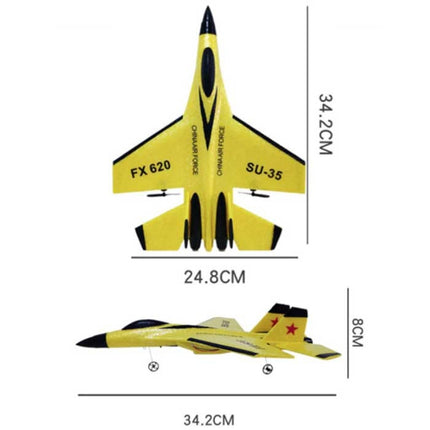 FX-620 RC Fighter Jet Glider met Afstandsbediening - Bestuurbaar Speelgoed Model Vliegtuig Geel