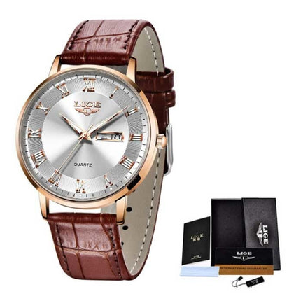 Ultradun Luxe Horloge voor Dames - Kalender Kwarts Roestvrij Staal Waterdicht Horloge Goud Wit