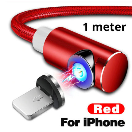 USB 2.0 - iPhone Lightning Magnetische Oplaadkabel 1 Meter Gevlochten Nylon Oplader Data Kabel Data Rood