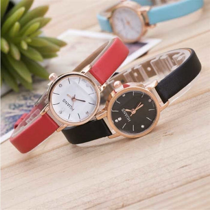 Vintage Horloge met Kleine Wijzerplaat voor Dames - Leren Band Kwarts Polshorloge Roze