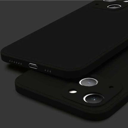 iPhone 13 Pro Max Square Silicone Hoesje - Zachte Matte Case Liquid Cover Zwart