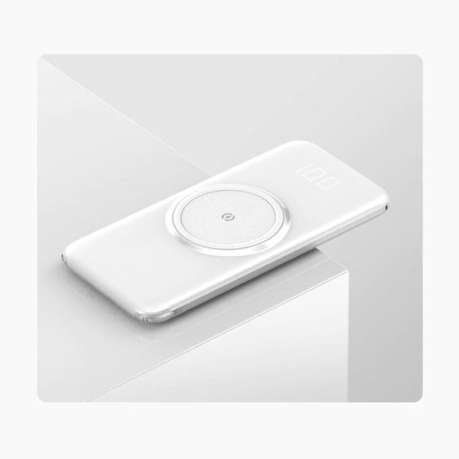 20.000mAh Qi Powerbank - Draadloos Opladen - 4 Types Oplaadkabel - USB LED Display Noodaccu Batterij Oplader Charger Wit