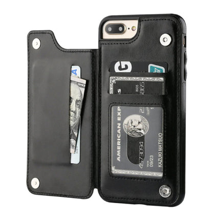 Retro iPhone 6S Leren Flip Case Portefeuille - Wallet Cover Cas Hoesje Zwart