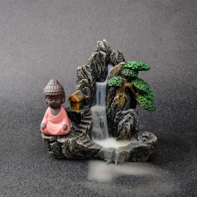 Aromatherapie Sier Wierookbrander Waterval Terugstromen - Backflow Incense Burner Feng Shui Decor Hars Ornament Blauw