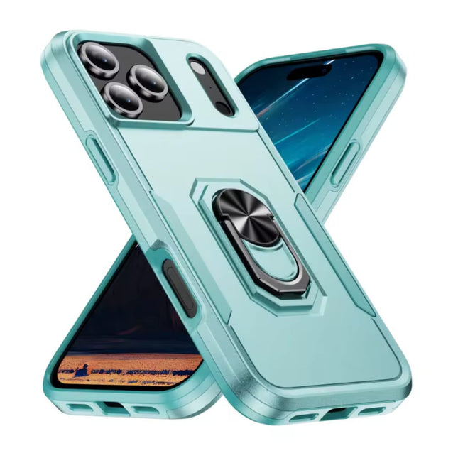 iPhone 16e - Militair Shockproof Hoesje met Kickstand - Grip Socket Magnetische Cover Case - Groen