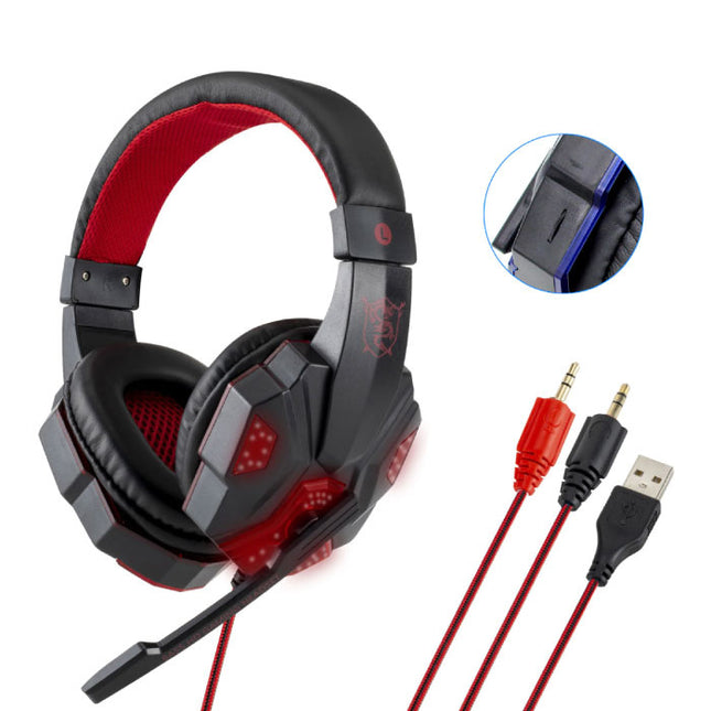 Bass HD Gaming Headset Stereo Koptelefoon Headphones met Microfoon voor PlayStation 4 / PC Rood