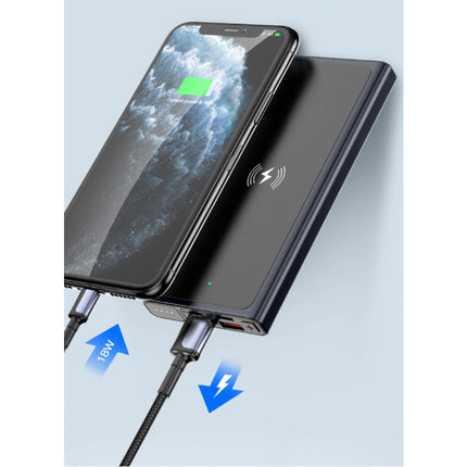 10.000mAh Draadloze Qi Oplader + Powerbank Noodaccu Batterij Wireless Charger Pad Zwart