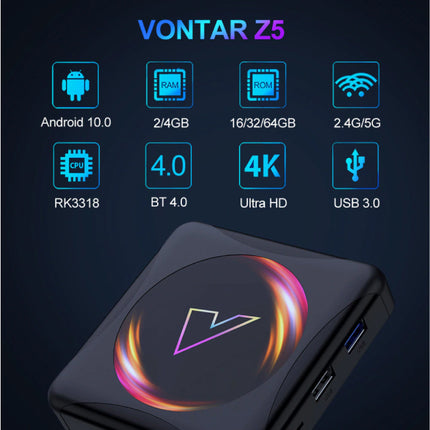 Z5 TV Box Mediaspeler Android 10.0 Kodi met Draadloos RGB Toetsenbord - 4K - 2GB RAM - 16GB Opslagruimte