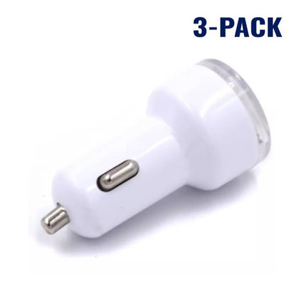 3-Pack High Speed Dubbele Autolader/Dual Carcharger Wit